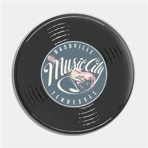 Music City Nashville Tennessee Vinyl Guitar Vintage - Music City Usa - Pin | TeePublic