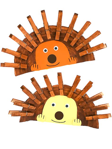 Paper Plate Clothespin Hedgehogs Craft - Our Kid Things