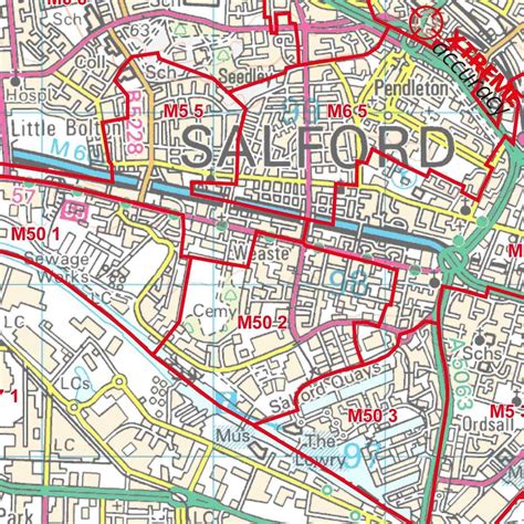 GreatePostcode r Manchester Area Laminated Postcode Sector Map – Map Logic