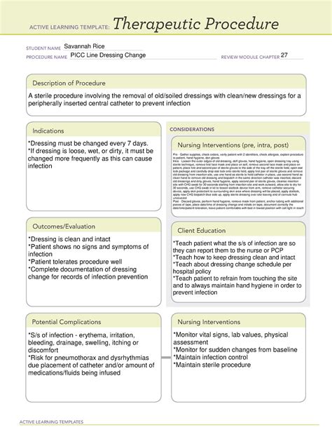 PICC Line Dressing Change - ATI Therapetic Procedure - NURS 411 - USC ...