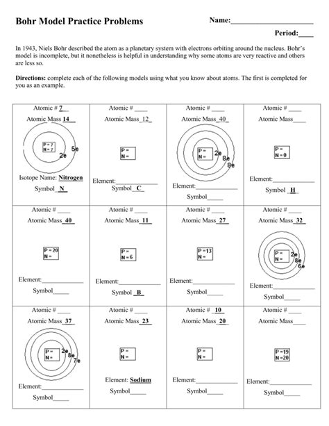 Bohr Model Worksheet Answers - Zipworksheet.com