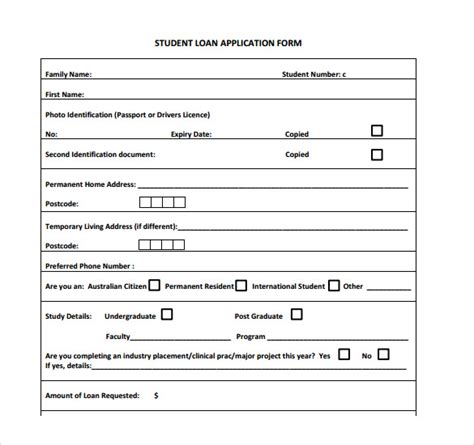 8 Students Loan Application Forms to Download for Free | Sample Templates