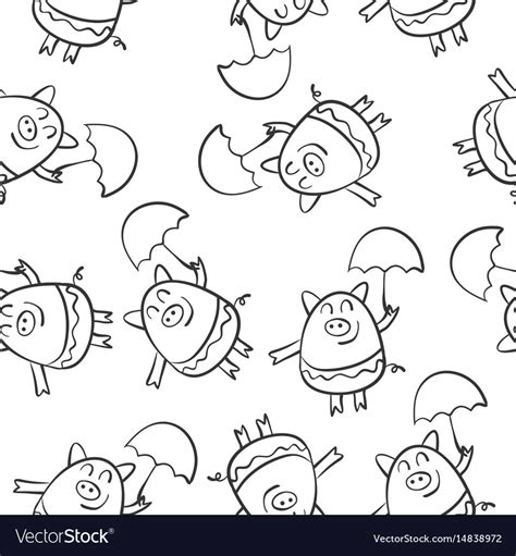 Hand draw pig of doodle style Royalty Free Vector Image