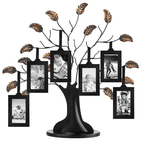 Bronze Family Tree Frame with 6 Hanging Picture Frames Each Sized 2" x 3" with Adju… | Family ...