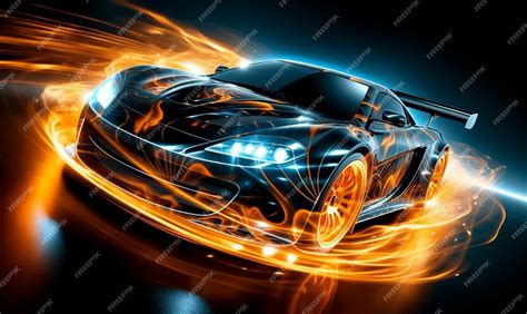 Black sports car wallpaper with fantastic neon light effect background | Premium AI-generated image