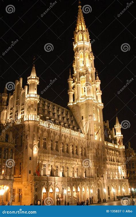 Grand Place by night stock image. Image of light, europe - 135837