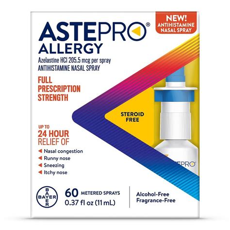 Astepro Azelastine Hydrochloride Allergy Steroid Free Antihistamine Nasal Spray - 60 Metered ...