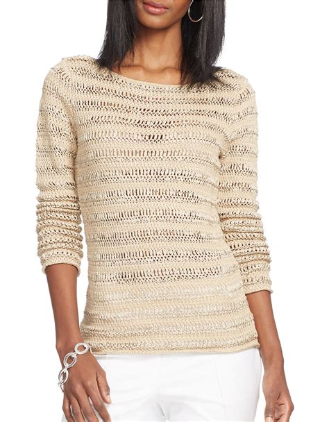 Lyst - Lauren By Ralph Lauren Open-knit Linen-cotton Sweater in Natural