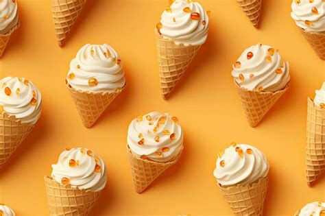 Premium AI Image | Incorporate a variety of waffle cones with different ...