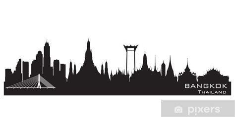 Wall Mural Bangkok Thailand city skyline vector silhouette - PIXERS.UK