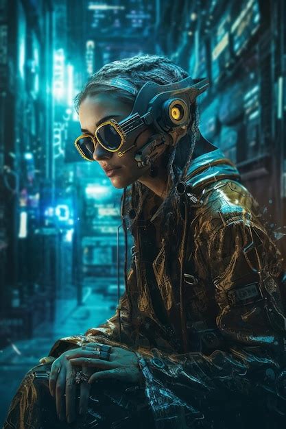 Premium AI Image | A woman in a futuristic city with a cyberpunk style ...