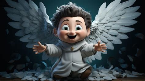Premium AI Image | Cartoon character angel newborn baby with wings religion banner background