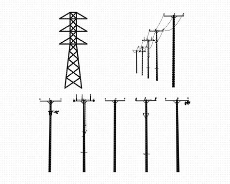 Power Lines SVG, Electrical Line PNG, DXF, Clipart, EPS, Vector Cut Fi By CrafterOks ...