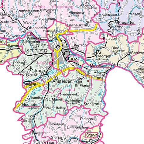 Map Upper Austria, eastern (Oberösterreich). Maps and directions at hot-map.