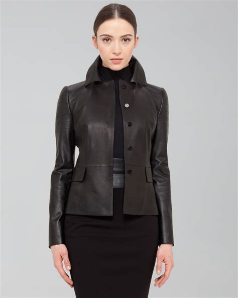 Lyst - Akris Punto Quiltdetail Napa Leather Jacket Black in Black