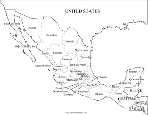 Mapa de México con sus estados