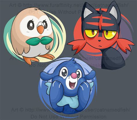 Pokemon Sun Moon starters by catnamedfish on DeviantArt