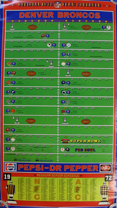Denver Broncos 1972 Team Schedule Poster Vintage – Denver Autographs