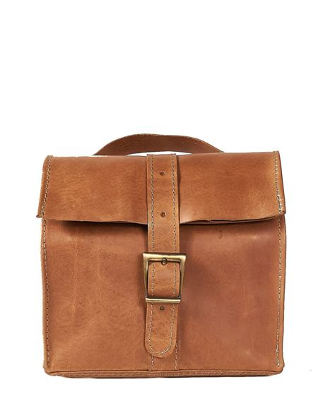 Light brown leather lunch bag - InnesBags