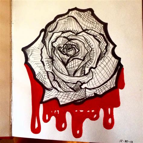 Bloody Rose Ink & Marker Drawing Marker Drawing, Marker Art, Markers ...