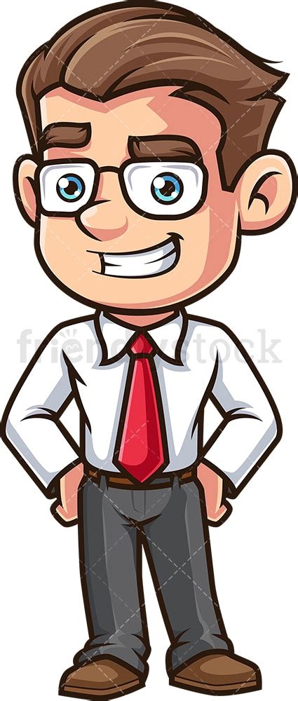 Happy Employee Cartoon Clipart Vector - FriendlyStock