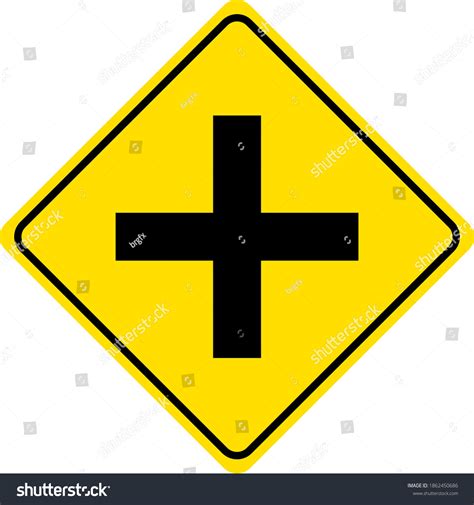 4 Way Intersection Sign Isolated On Stock Vector (Royalty Free ...