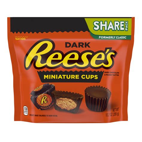 Reese's, Dark Chocolate Peanut Butter Cup Miniatures Candy, 10.2 Oz - Walmart.com - Walmart.com