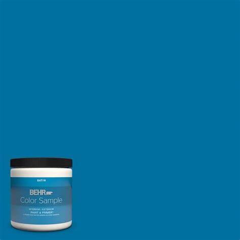 BEHR PREMIUM PLUS 8 oz. #550B-7 Blue Ocean Satin Enamel Interior ...