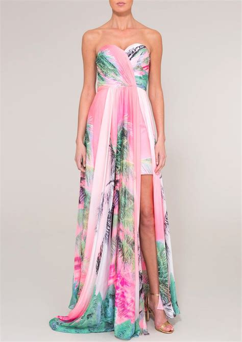 FLEUR - Tropical print maxi dress | Pink formal dresses, Dresses, Official dresses