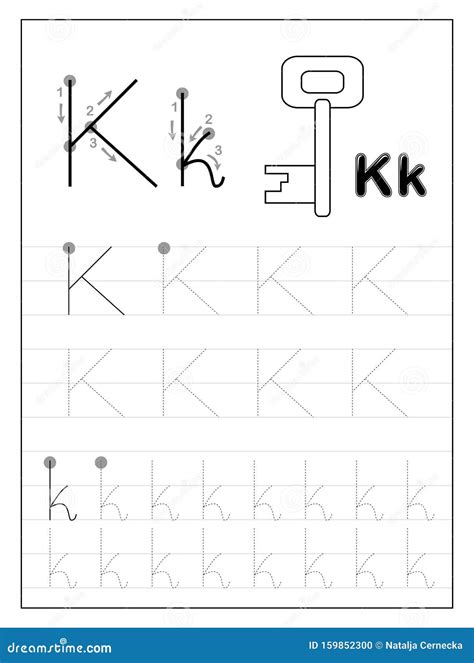 Tracing Alphabet Letter K. Black and White Educational Pages on Line ...