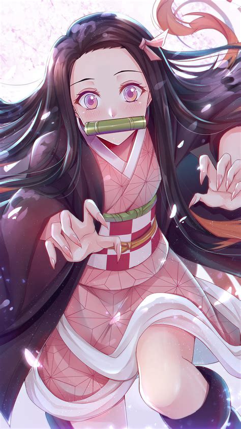 Nezuko, anime girl, cute anime girl, demon anime girl, demon slayer nezuko, kimetsu no yaiba, HD ...