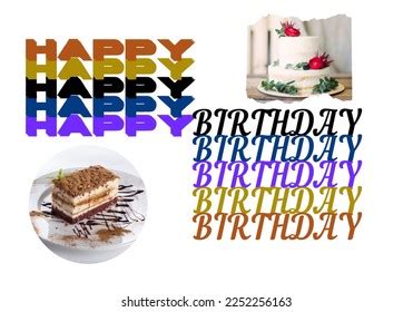 Happy Birthday Lettering Cake Birthday Party Stock Illustration ...