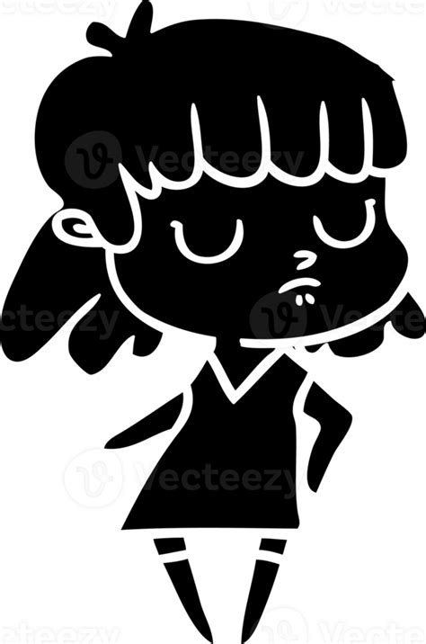 cartoon indifferent woman solid black icon 41727109 PNG