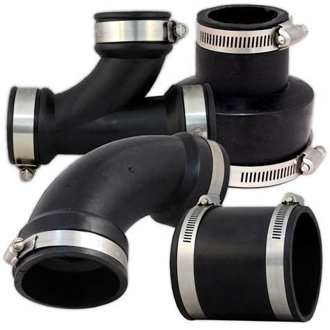 RUBBER PIPE CONNECTOR BLACK FLEXIBLE TUBE FITTINGS FISH POND NEXUS EAZY ...