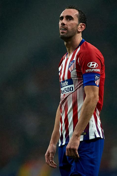 MADRID, SPAIN - NOVEMBER 10: Diego Godin of Atletico de Madrid looks on ...