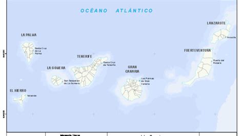 Mapa Fisico Mudo De Canarias - Mapa Fisico