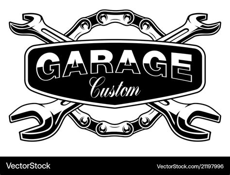 Garage emblem with motorcycle chain Royalty Free Vector