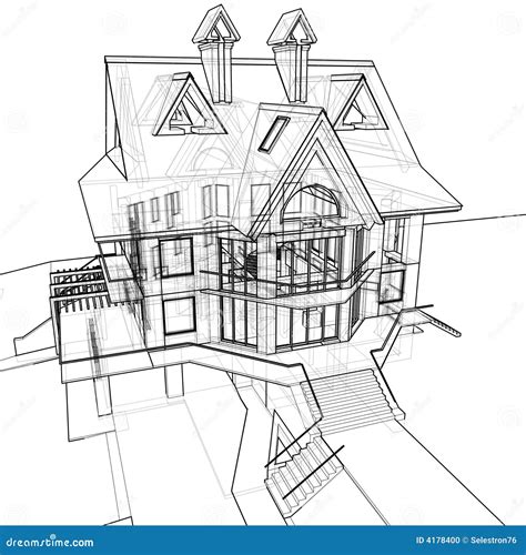 House: Technical Draw Stock Photo - Image: 4178400