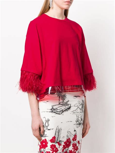 N°21 Cotton Feather Trim Top in Red - Save 42% - Lyst