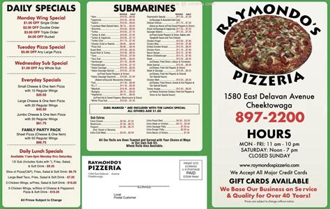 Online Menu of Raymondo's Pizzeria Restaurant, Buffalo, New York, 14215 - Zmenu