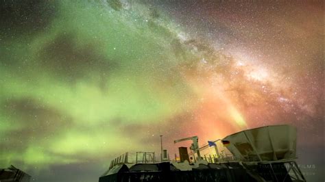 This incredible timelapse shows Aurora Australis and Milky Way over the South Pole