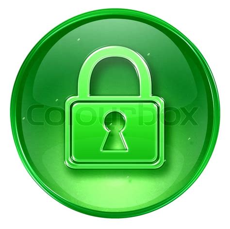 Lock icon green, isolated on white background | Stock Photo | Colourbox