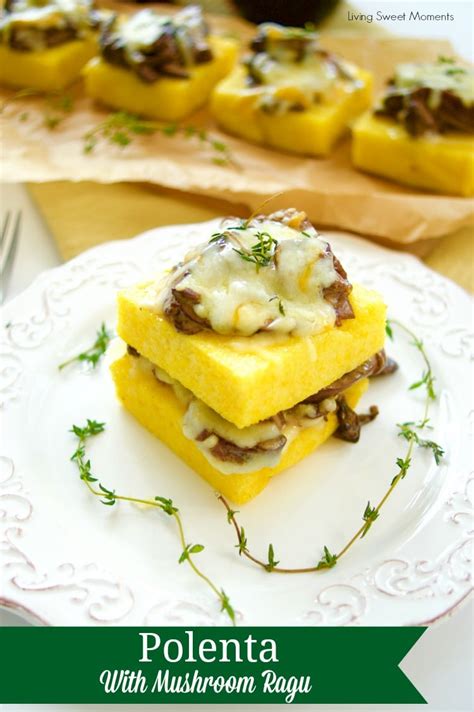 Mushroom Ragu Over Polenta Squares - Living Sweet Moments