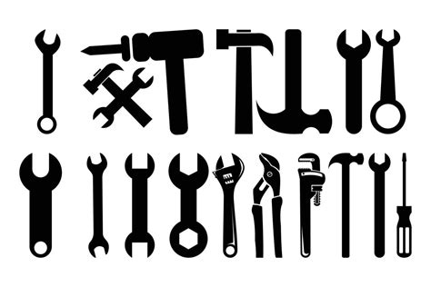 silhouette tools vector icon set 7122699 Vector Art at Vecteezy