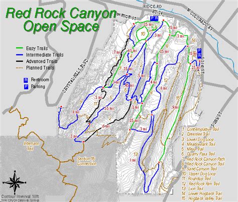Red Rock Canyon Hiking Map - TravelsFinders.Com
