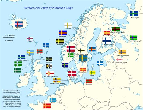 Nordic cross flags of Northern Europe. Including unofficial/proposed ...