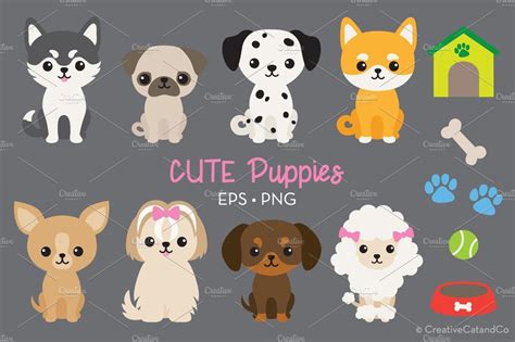 Cute Dog Vector Illustration Set | Dog vector, Cute puppies, Dog ...