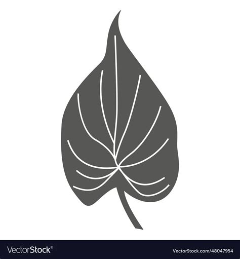 Cordate line sketch leaf silhouette Royalty Free Vector