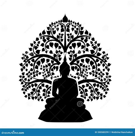 Buddha and bodhi tree stock illustration. Illustration of leaf - 200580299