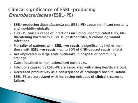 PPT - Extended-spectrum β -lactamase (ESBL) Production in ...